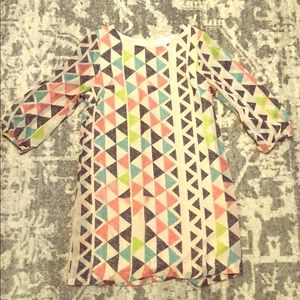 Aztec Print 3/4 sleeve mini Dress